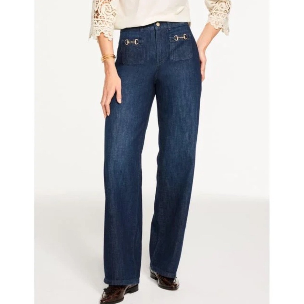 Talbots Relaxed Trouser Jeans Womens 4 Horsebit Equestrian wide leg Wellington‎